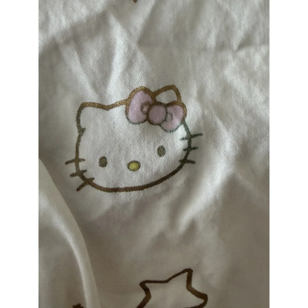 Pottery Barn Teen Hello Kitty Metallic Star XLT Cotton Flat & Fitted Sheet 2pc